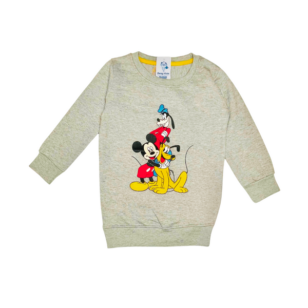 Grey Mickey And Goofy Boys Sweat Shirt