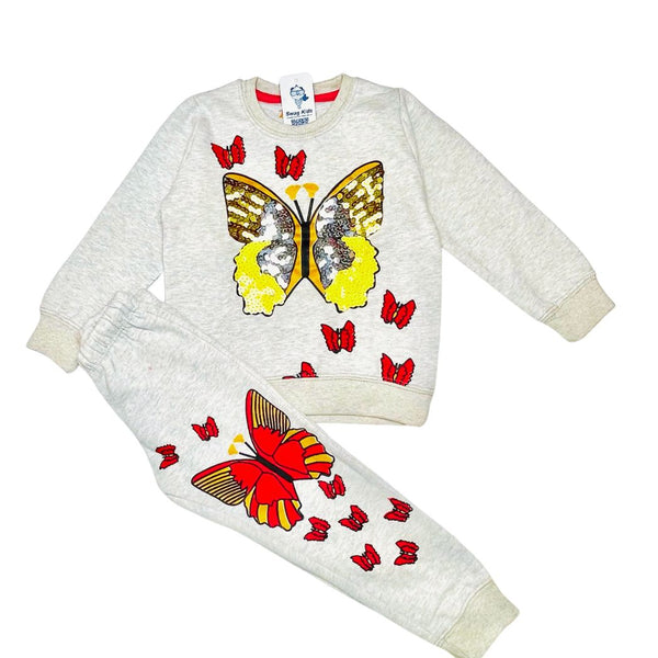 Sequence Butterflies Girl Fleece Tracksuit – Hazel Gray