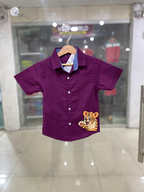 Purple Tiger Print Casual Shirt
