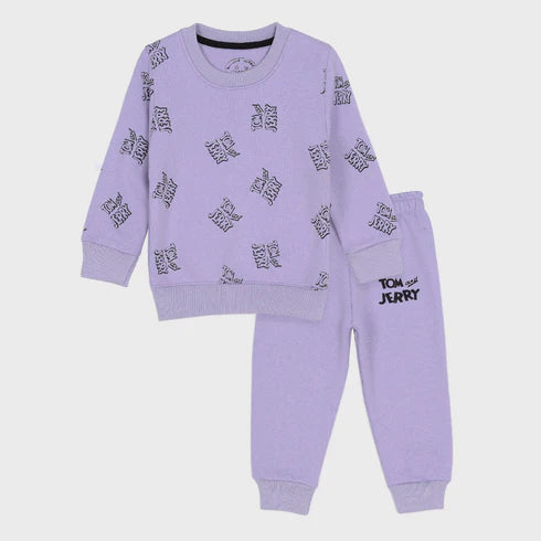 Purple Tom And Jerry All Over Fleece Tracksuit