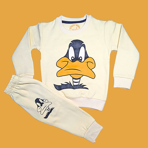 Cream Color Donald Duck Boys Fleece Tracksuit