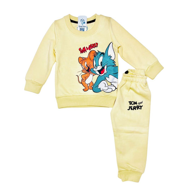 Light Yellow Tom And Jerry Fleece Tracksuit