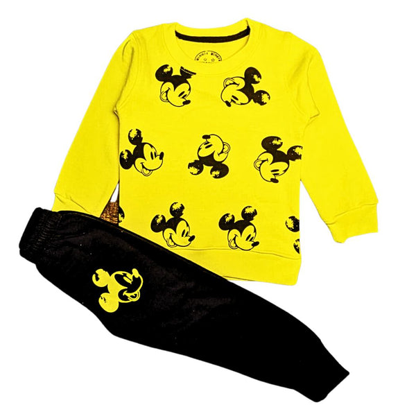 Yellow Mickey All Over Print Fleece Tracksuit