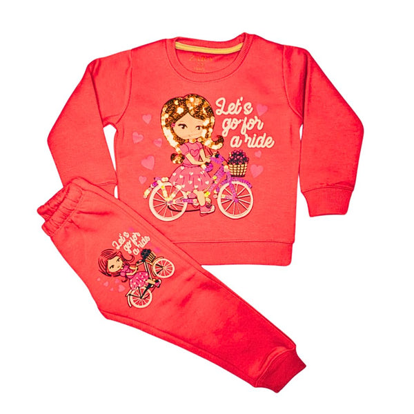 Sequence Fancy Doll Girl Fleece Tracksuit – Pink