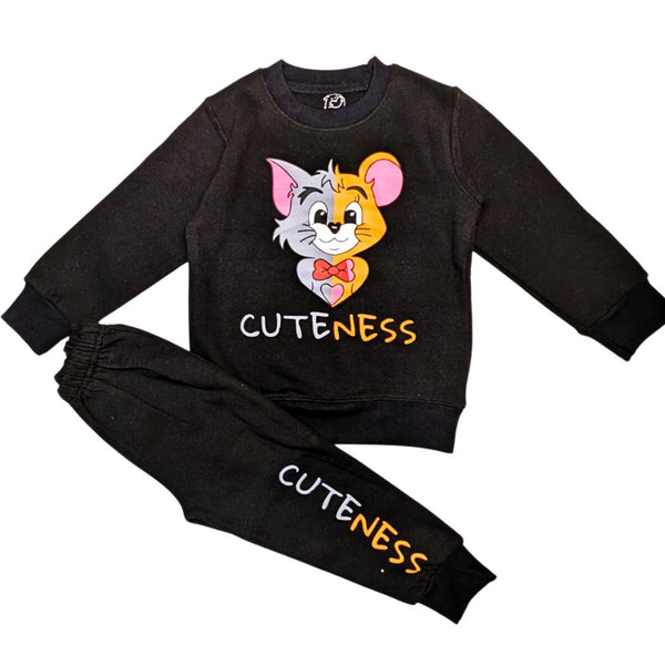 Cute Tom And Jerry Black Fleece Tracksuit