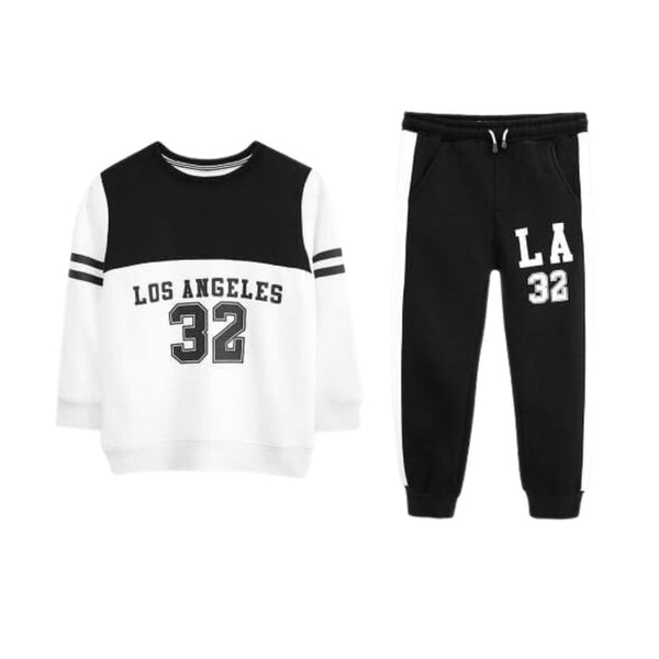 Los Angeles Boys Panel Fleece Tracksuit White/Black