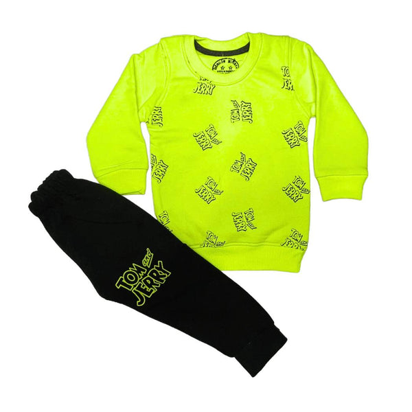 Neon Green Tom And Jerry All Over Fleece Tracksuit