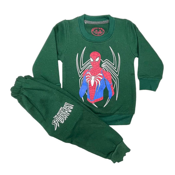Dark Green Spiderman Fleece Tracksuit