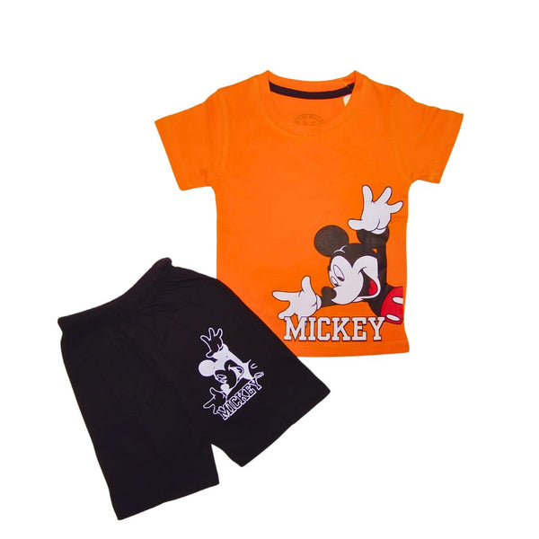 Orange Hey Mickey shorts Tracksuit