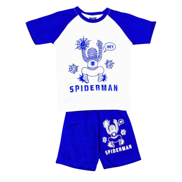 Blue Hey Spiderman Boys Shorts Tracksuit