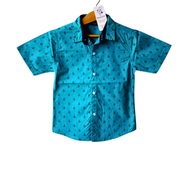 Blue Archery Allover Print Cotton Boys Casual Shirt