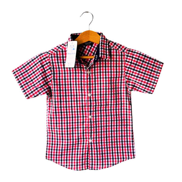 Red Cheque lining Boys Casual Shirt