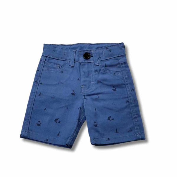 Blue Printed Cotton Shorts