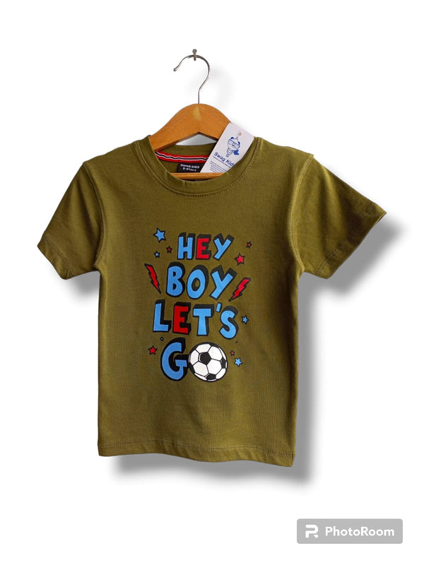 Olive Green Lets Go Boys T-shirt