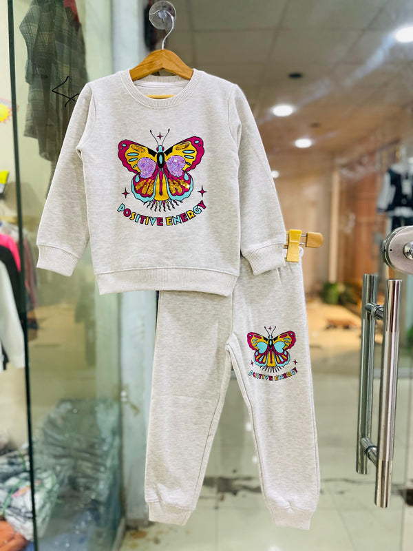 Sequence Butterfly Girl Fleece Tracksuit – Light Gray