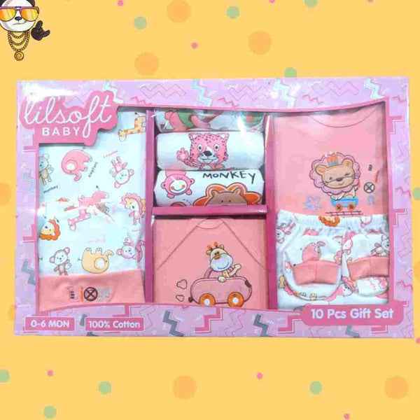 10 Pcs New Born Gift Set Pink
